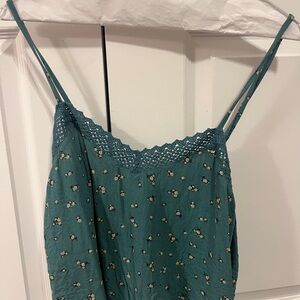 American Eagle Teal Floral Spaghetti Strap Top